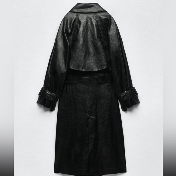 Zara belted faux leather trench coat - Picture 8 of 13